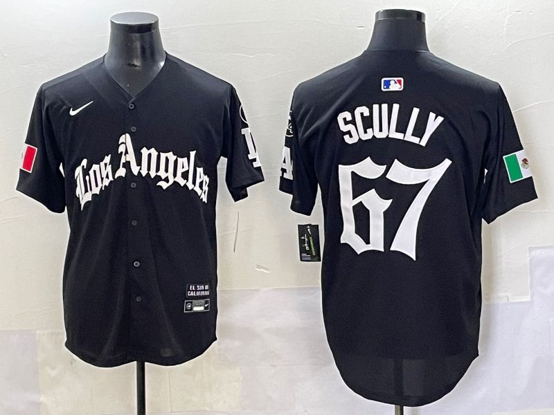 Men 2025 Los Angeles Dodgers #67 Scully Black Five generations Joint Name Nike MLB Jersey style 1->los angeles dodgers->MLB Jersey